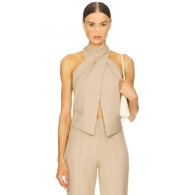 Women's Design Suit Sleeveless Vest Khaki - Shop at LoveMi