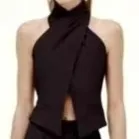Women's Design Suit Sleeveless Vest - Black