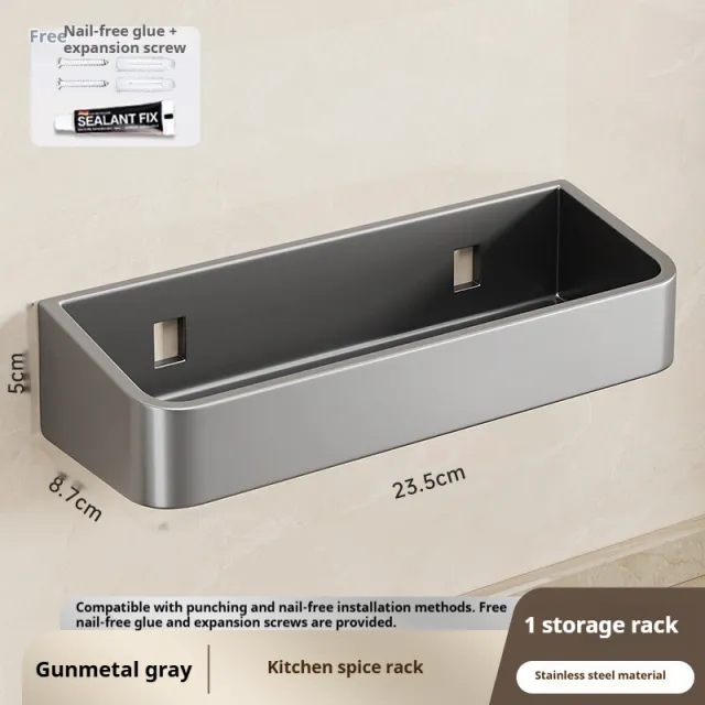 Seasoning Box Storage Rack Combination Suit Gun Gray 23Cm - Shop at LoveMi