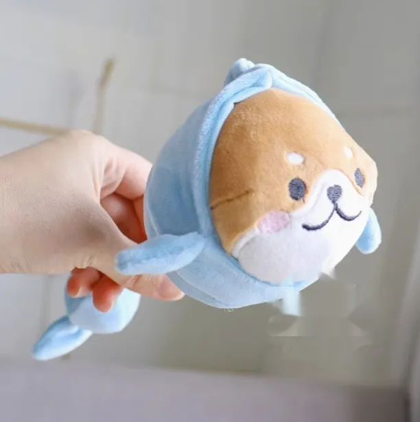Toy Handle Bends And Hitches Butt Bite resistant Plush Blue Dolphin 8X13X15Cm - Shop at LoveMi