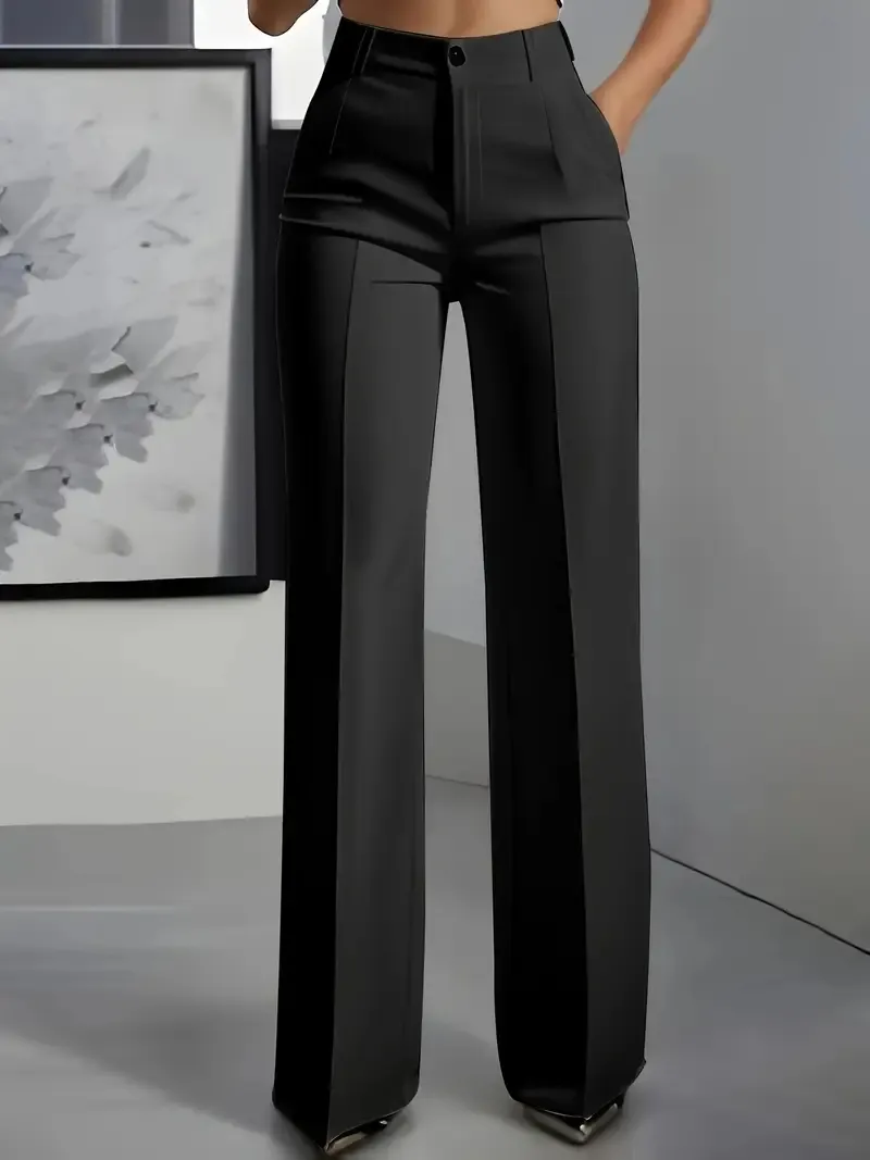 Women's White Minimalist Pants Made Of Polyester - Black