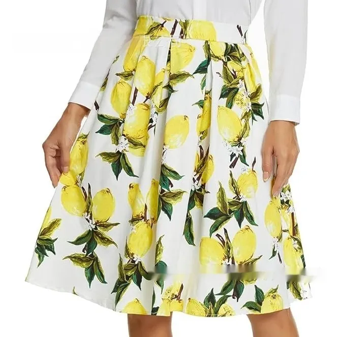European And American Vintage Printed Floral Skirt - Floral