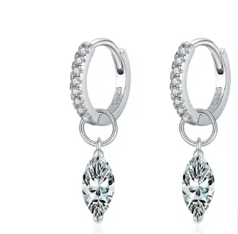 S925 Sterling Silver Light Luxury Diamond Horse Eye Smart Pendant Earrings