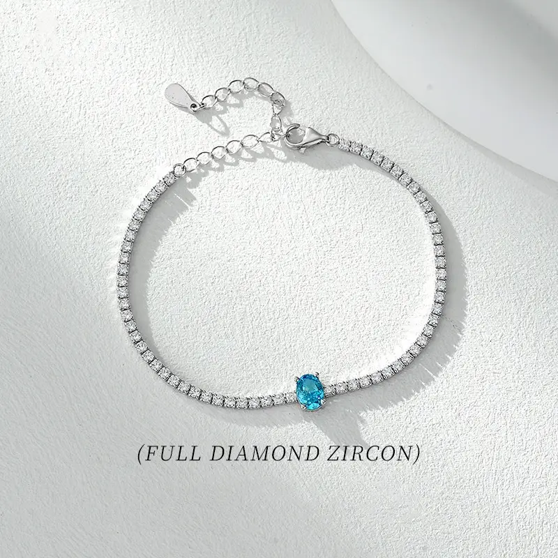 Women's S925 Sterling Silver Diamond Inlaid Zircon Bracelet
