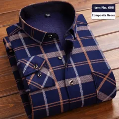 Thickened Velvet Padded Shirt Thermal Plaid - Colour 608-Xxxl - View 1