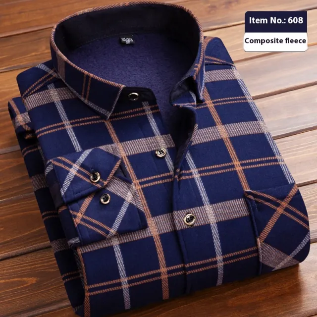 Thickened Velvet Padded Shirt Thermal Plaid Color 608 - Shop at LoveMi