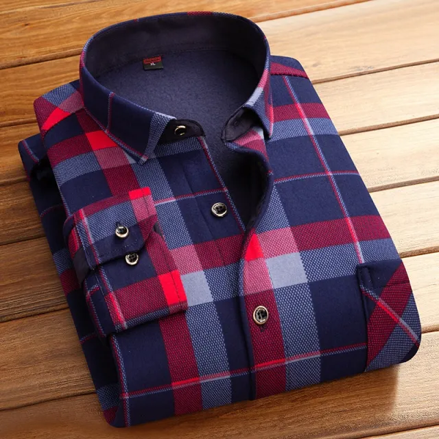 Thickened Velvet Padded Shirt Thermal Plaid Color 606 Xxl - Shop at LoveMi