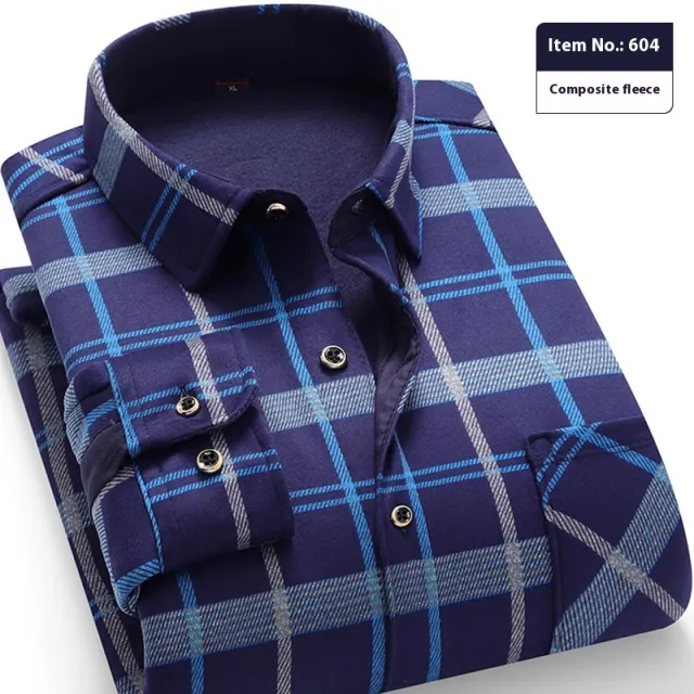Thickened Velvet Padded Shirt Thermal Plaid Color 604 - Shop at LoveMi