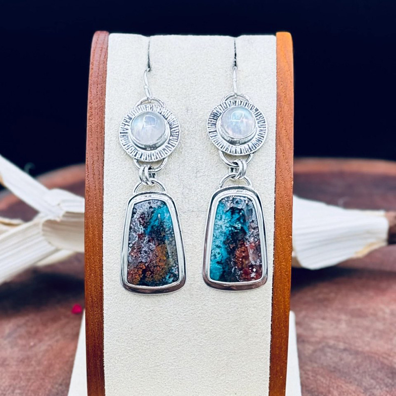 Retro Geometric Enamel Personalized Earrings