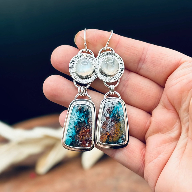 Retro Geometric Enamel Personalized Earrings