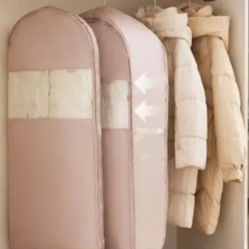 Satin Down Jacket Compression Dust Cover Hanging Transparent Bag Apricot Pink - Shop at LoveMi