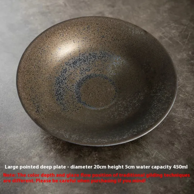 Stone Artifact Pointed Bowl Gilding Glazed Fruit Plate Large Size - Shop at LoveMi