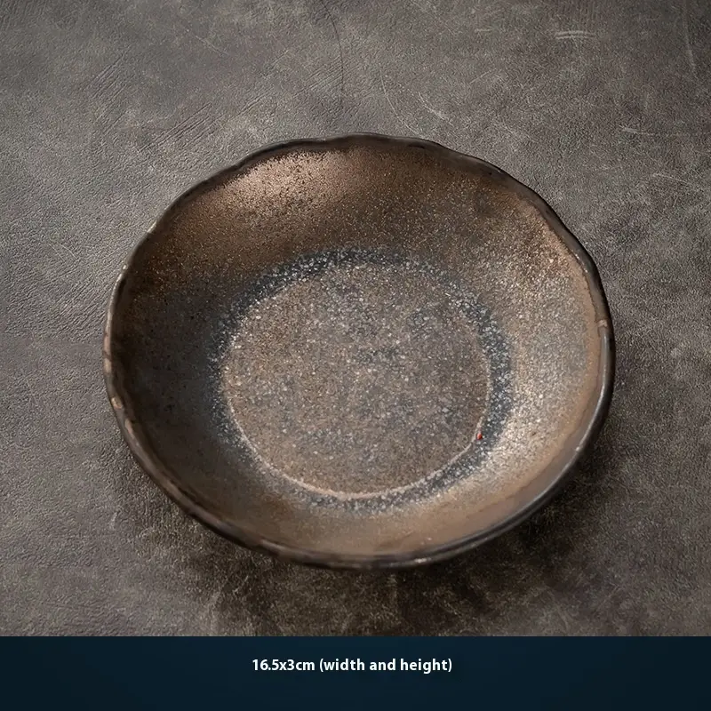 Stoneware Fruit Plate Tableware Rust Glazed Pot Tray