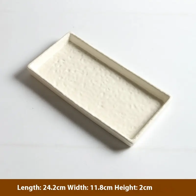 Ceramic Rectangular Plate Hammered Dish Tray Tableware