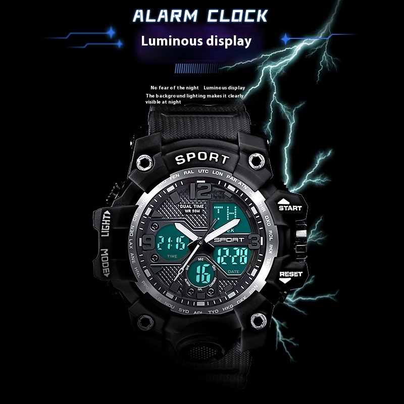 Foreign Trade Watch Black Technology Junior High School Student Trendy Sports Luminous Boys Cross-border Electronic Watch
