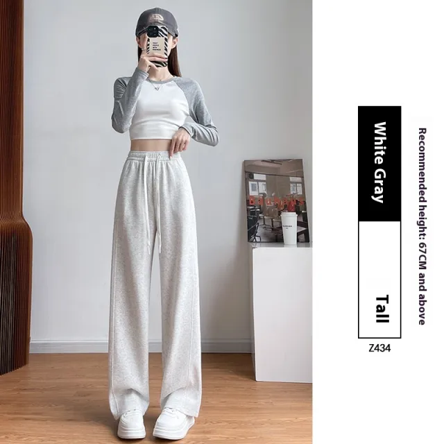 Exercise New High Waist Straight Pants White And Gray Tall - Shop at LoveMi
