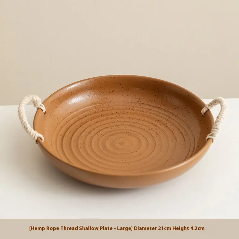 Ceramic Fruit Plate High-grade Binaural Hemp Rope Dish