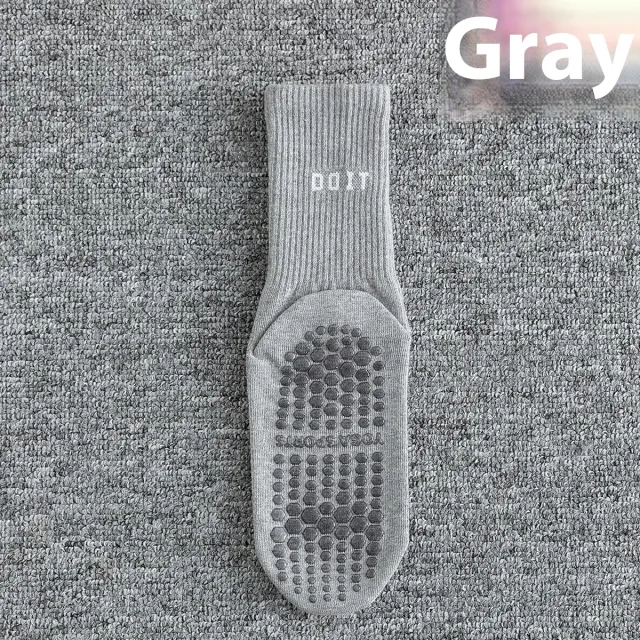Women's Fitness Women's Socks Trendy Letter Mid calf Yoga Socks Simple Non slip Sweat absorbent Breathable Light Gray - Shop at LoveMi