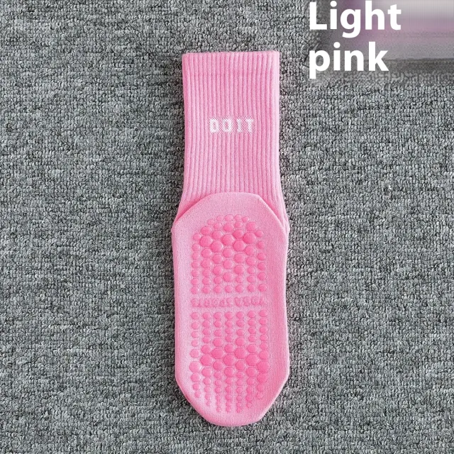 Women's Fitness Women's Socks Trendy Letter Mid calf Yoga Socks Simple Non slip Sweat absorbent Breathable Pink - Shop at LoveMi