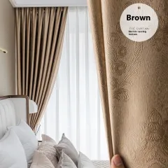 Thickened Shading Curtain Living Room Balcony Bay Window - Coffee Colour - View 1