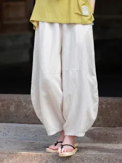 Artistic Retro Cotton And Linen Women's Distressed Loose Casual Pants - Linen Summer Thin - View 1