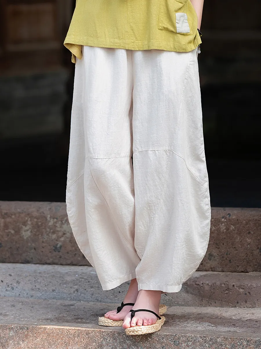 Artistic Retro Cotton And Linen Women's Distressed Loose Casual Pants - Linen Summer Thin