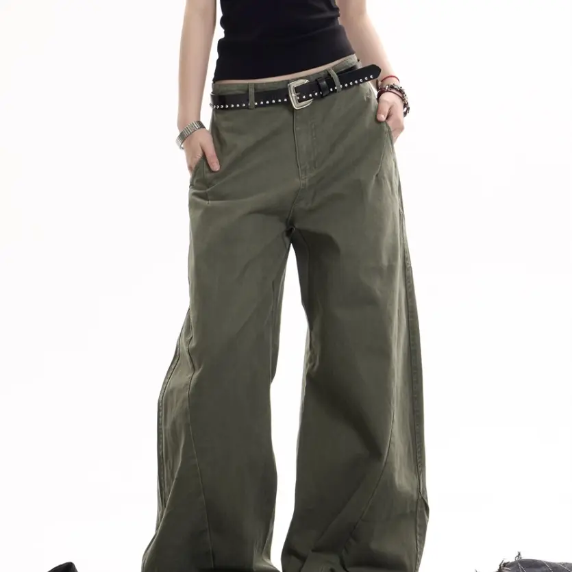 Retro Washed Deconstruction Machete Overalls Women's Loose Straight All-matching Wide Leg