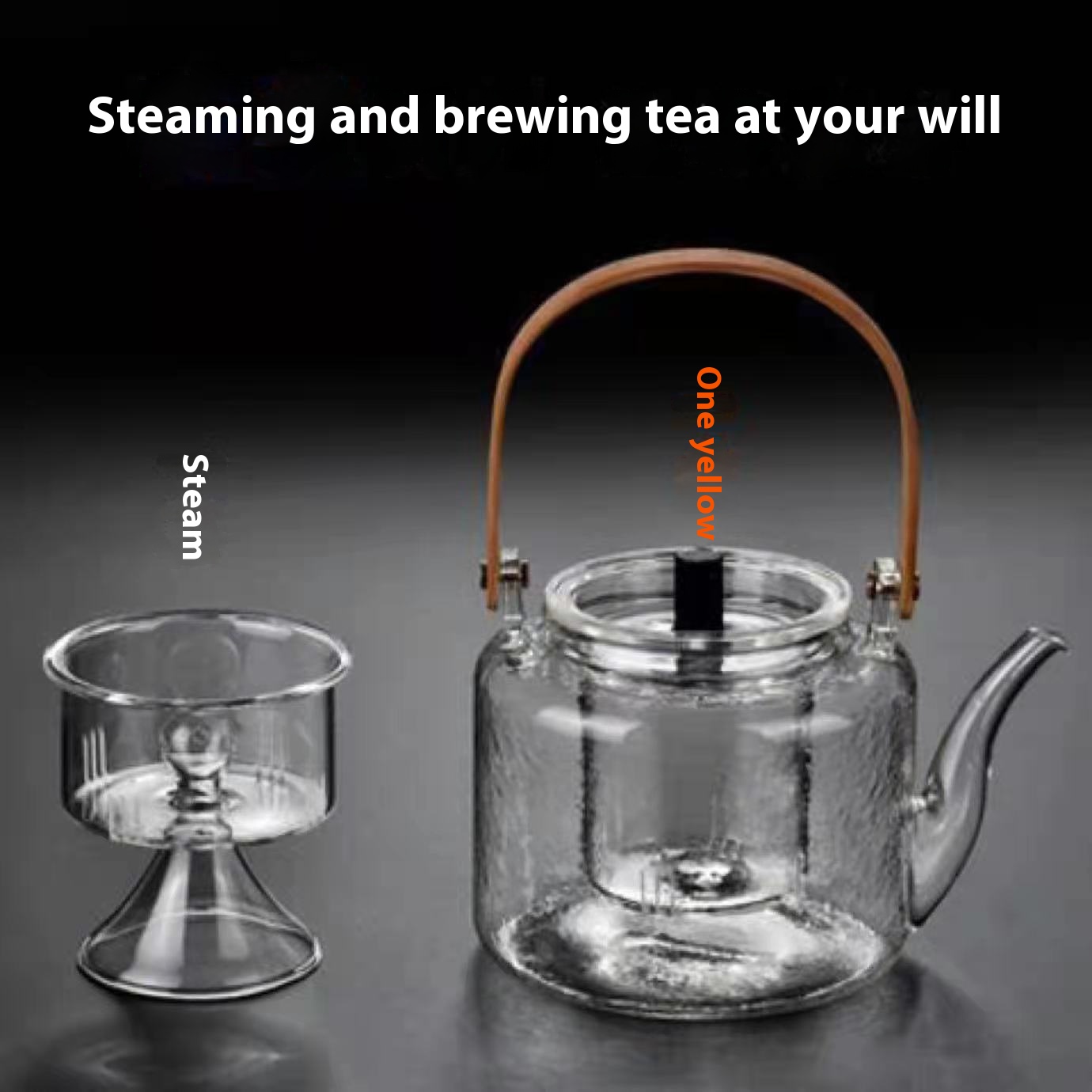 Bamboo Handle Glass Tea Making Steamed Tea Teapot
