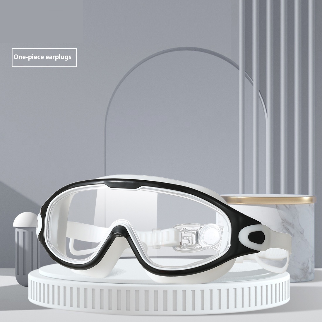 HD Waterproof Anti-fog Plating Swimming Goggles Plain Large Frame - Image 2