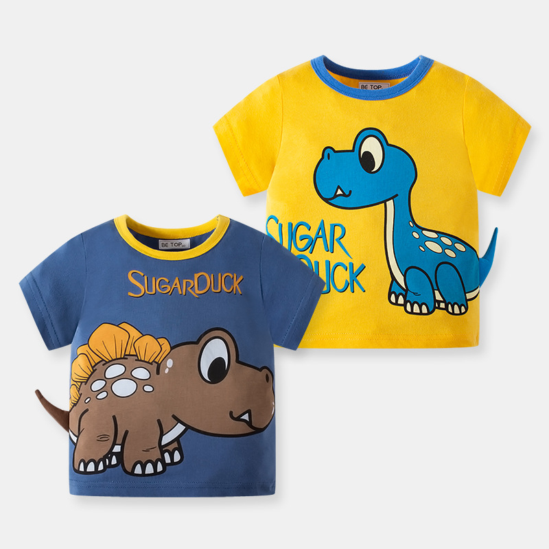 Cartoon Three-dimensional Dinosaur Boys' T-shirt Summer Korean Cartoon
