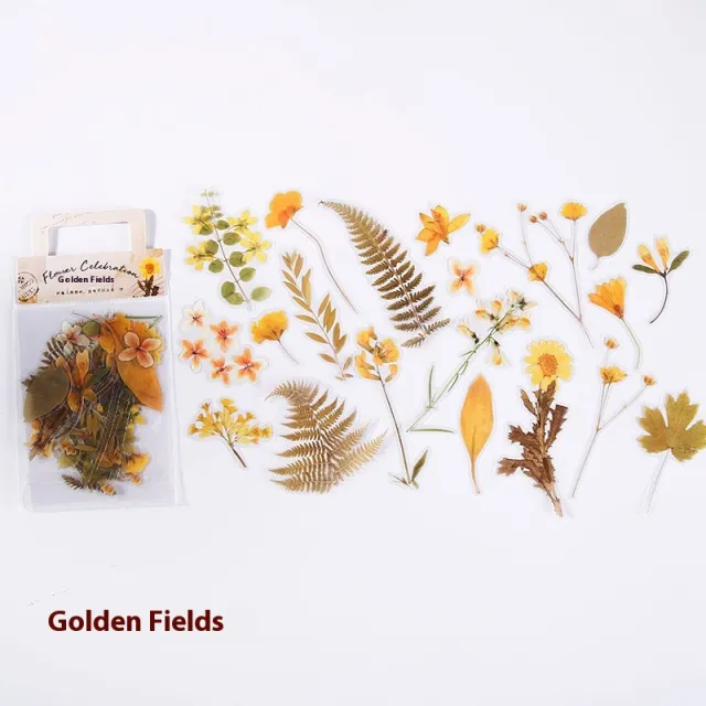 Plant Flower Stickers Journal Diary DIY Material Paper Decorative Stickers Golden Field Pet - Shop at LoveMi