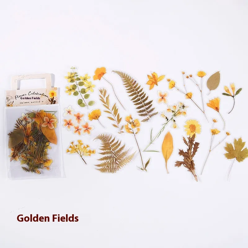 Plant Flower Stickers Journal Diary DIY Material Paper Decorative Stickers - Golden Field Pet