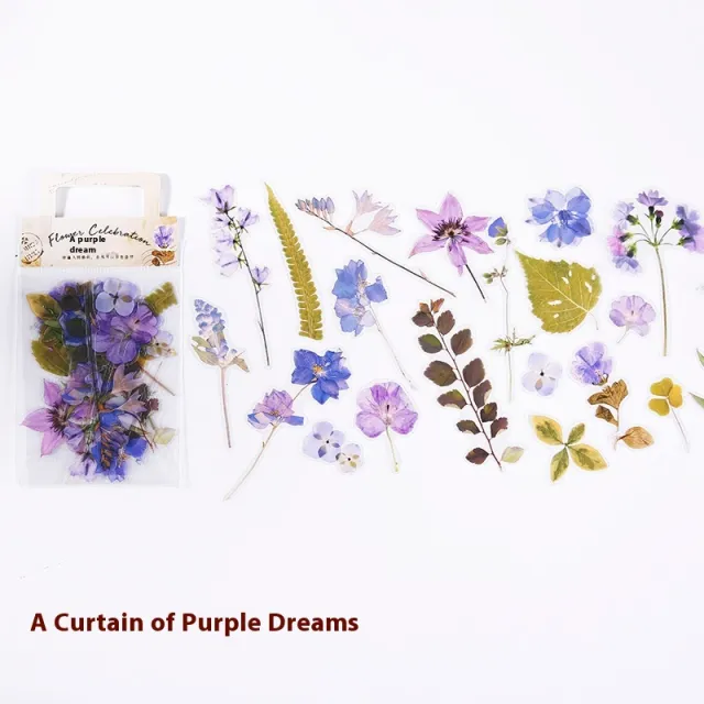 Plant Flower Stickers Journal Diary DIY Material Paper Decorative Stickers One Curtain Purple Dream Pet - Shop at LoveMi