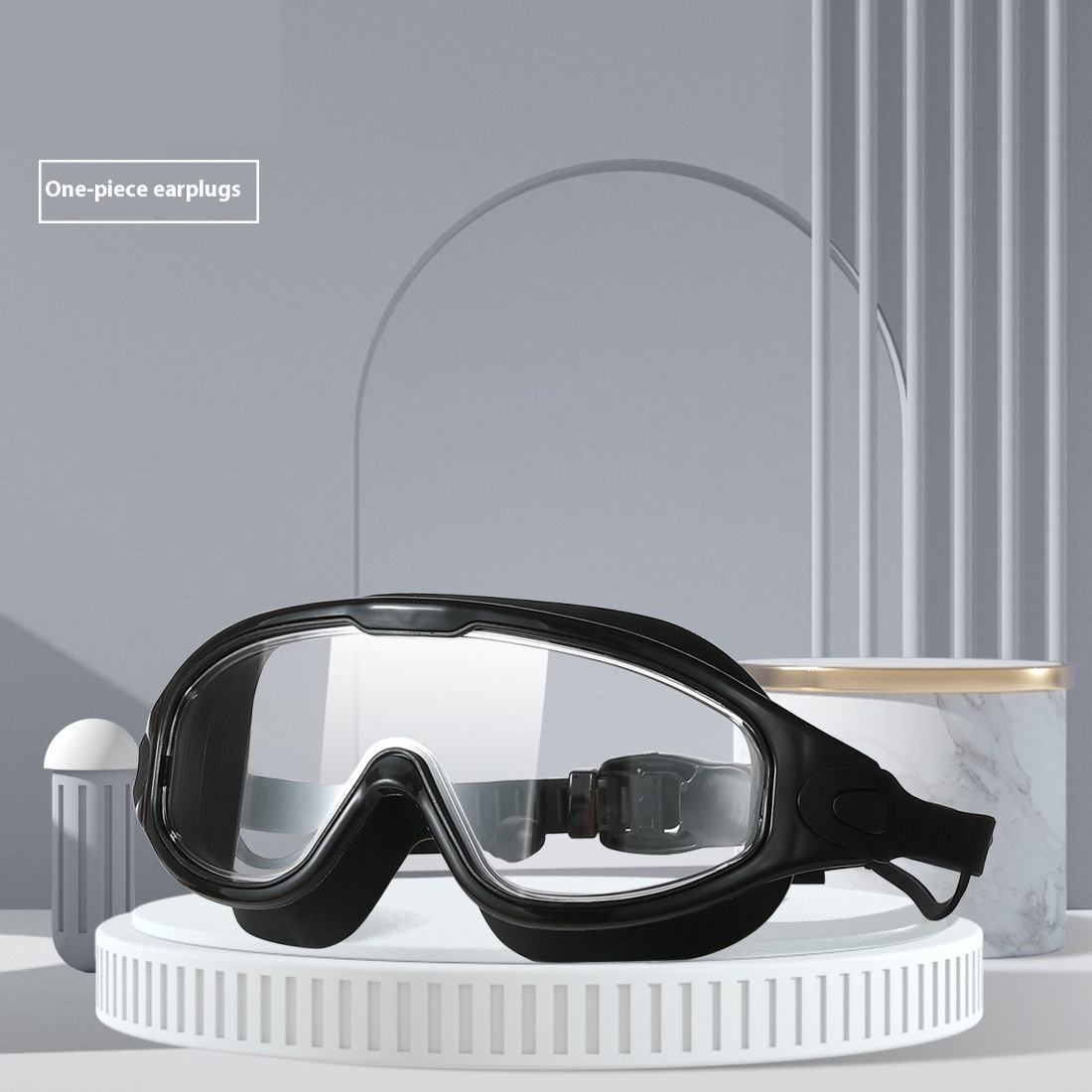 HD Waterproof Anti-fog Plating Swimming Goggles Plain Large Frame - Image 4