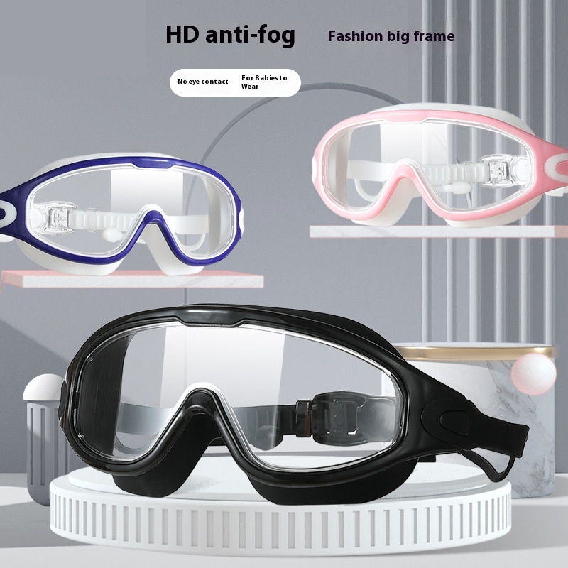 HD Waterproof Anti-fog Plating Swimming Goggles Plain Large Frame - Image 10