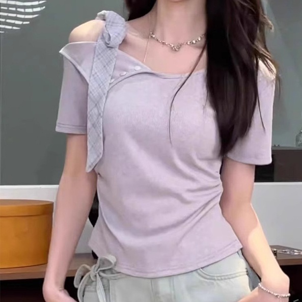 Sweet Hot Girl Niche Design Short Sleeve