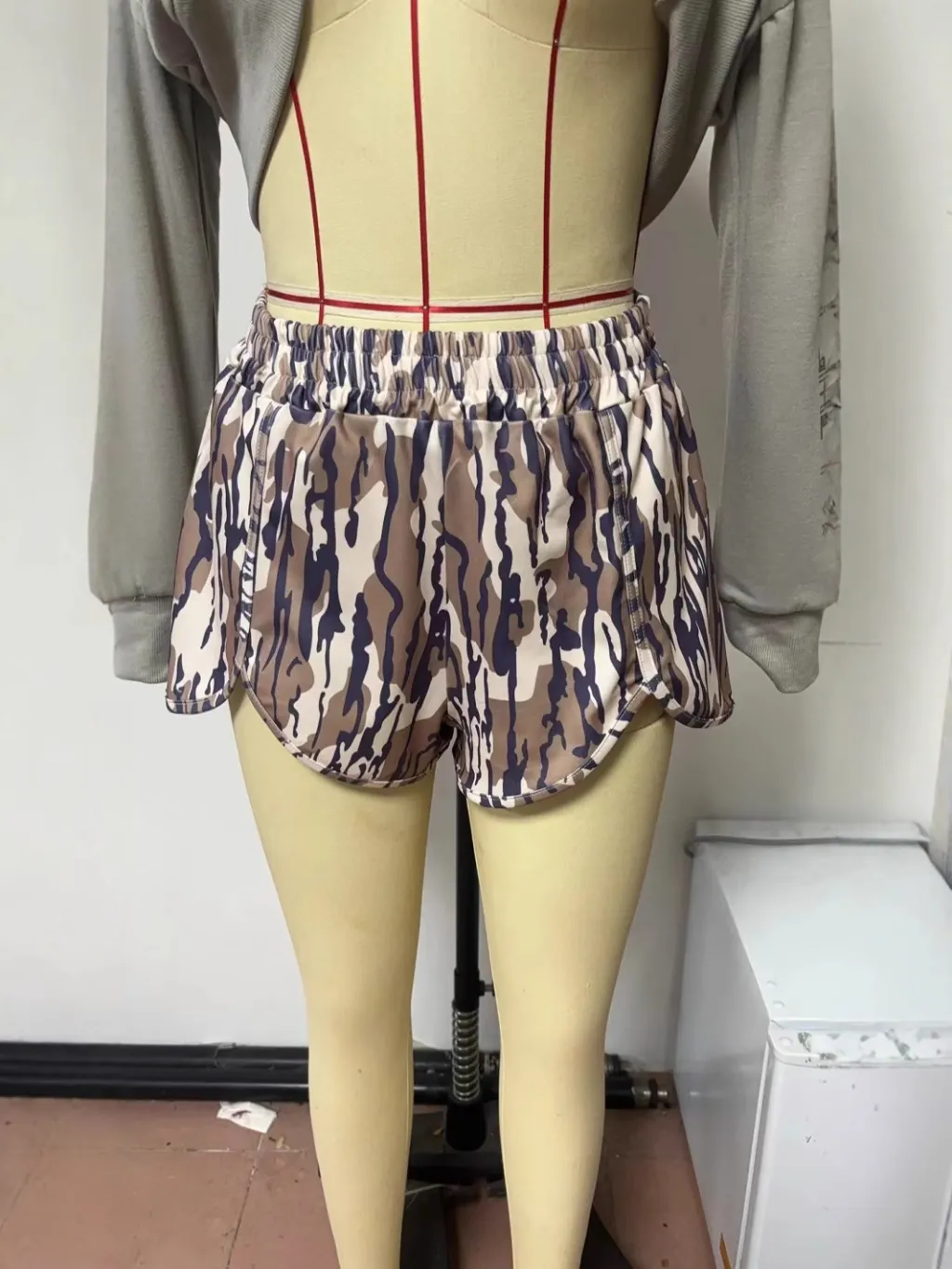 Women's Camouflage Boxer High Waist Shorts - Brown