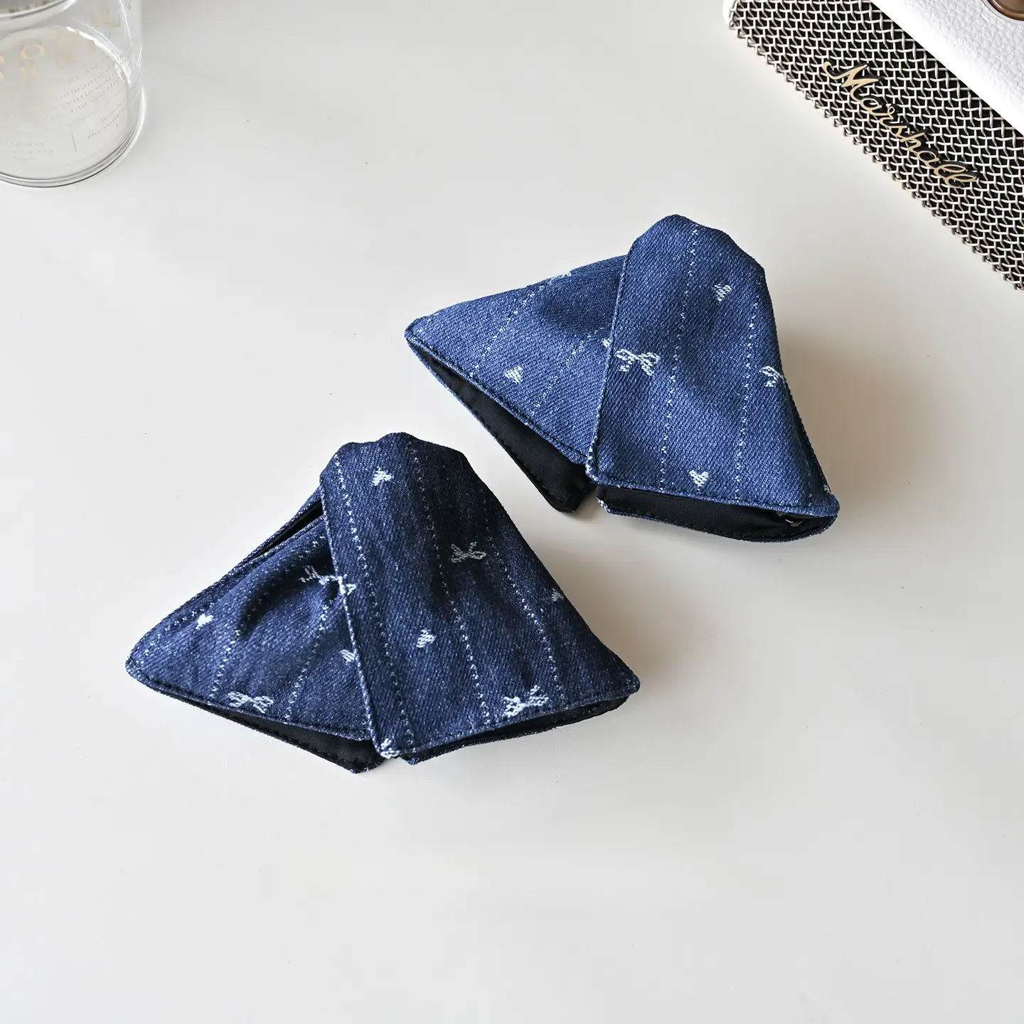 Embroidered Denim High Sense Barrettes Back Head Updo Shark Barrettes
