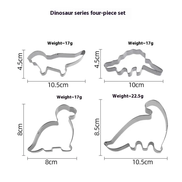 Handmade Stainless Steel Biscuit Mold Dinosaur Series 4Pcs - Shop at LoveMi