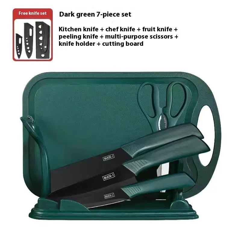 Black Steel Household Tools Kitchen Knife - 7Piece Set Green