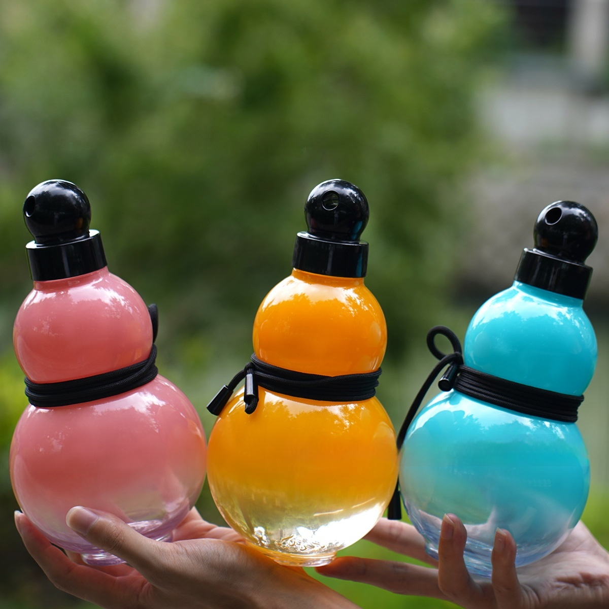 Large Capacity Wukong Boys And Girls Gourd Black Sports Bottle