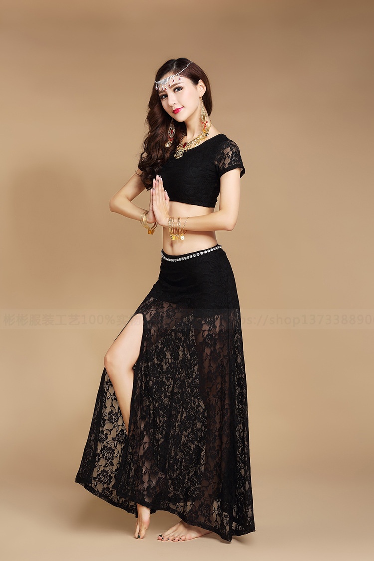 Indian Dance Performance Costumes Lace Skirt Suit