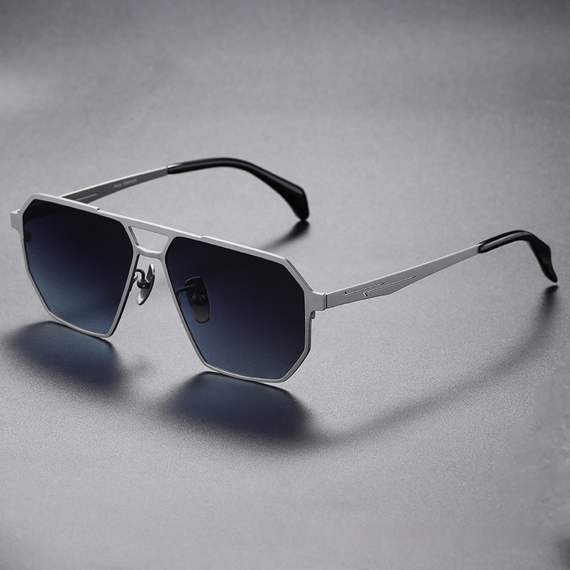 Pure Titanium Polarized Driving Polygon UV-proof Sunglasses - Image 3