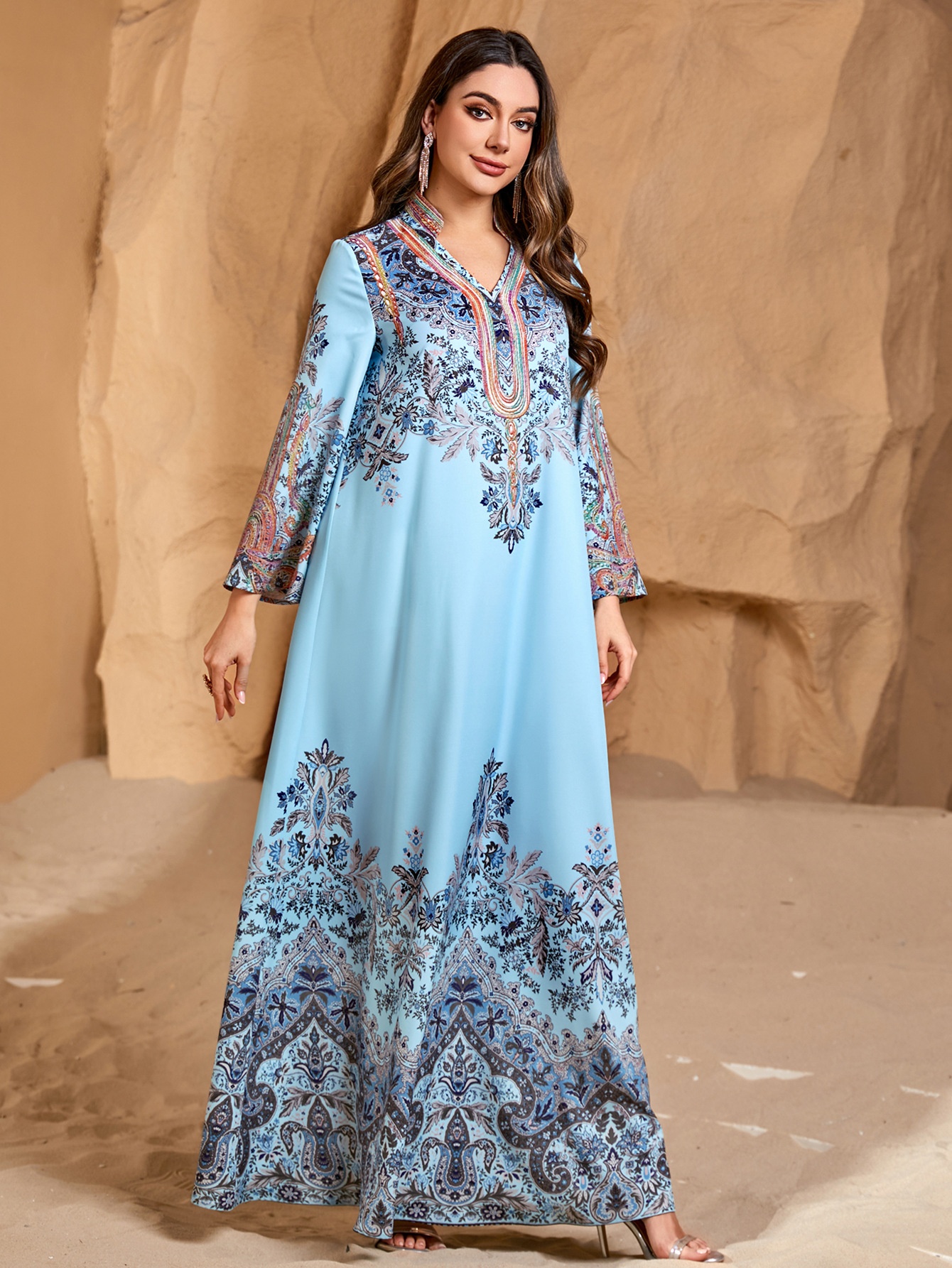 Blue Dress Sleeve Stitching