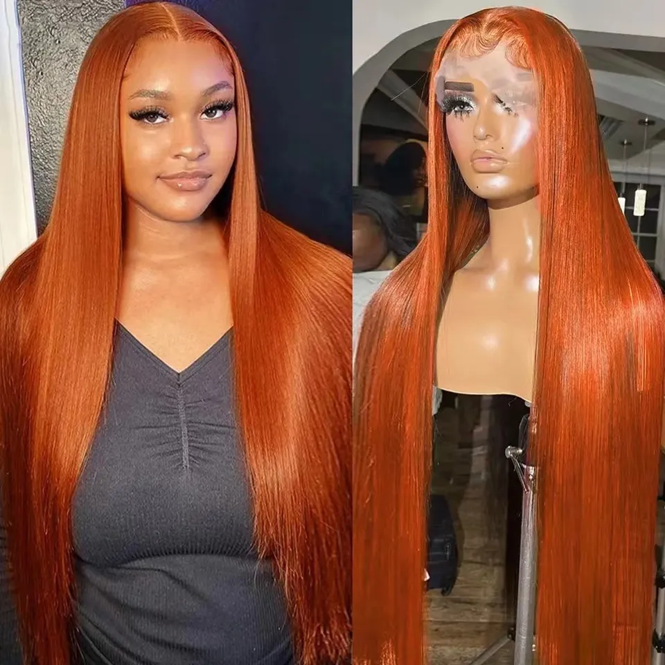 13x4 Lace Front Wig Human Hair For Black Women - Orange 2