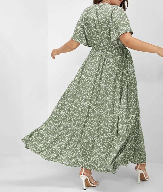 European And American Ladies Bohemian Style Floral Tight Waist Dress