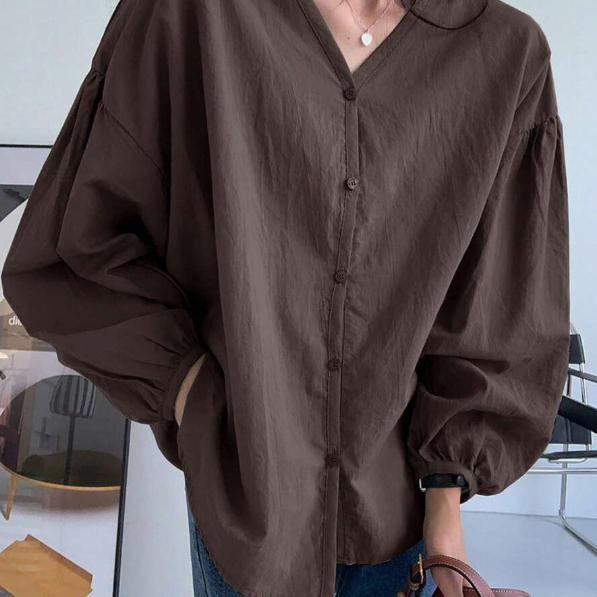 Women's Fashion Loose Full Color Solid Color Shirt