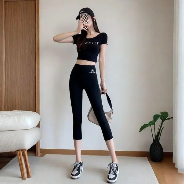 Women's Summer Thin Shark Pants Outer Wear High Waist Cropped Yoga Weight Loss Pants Black - Shop at LoveMi