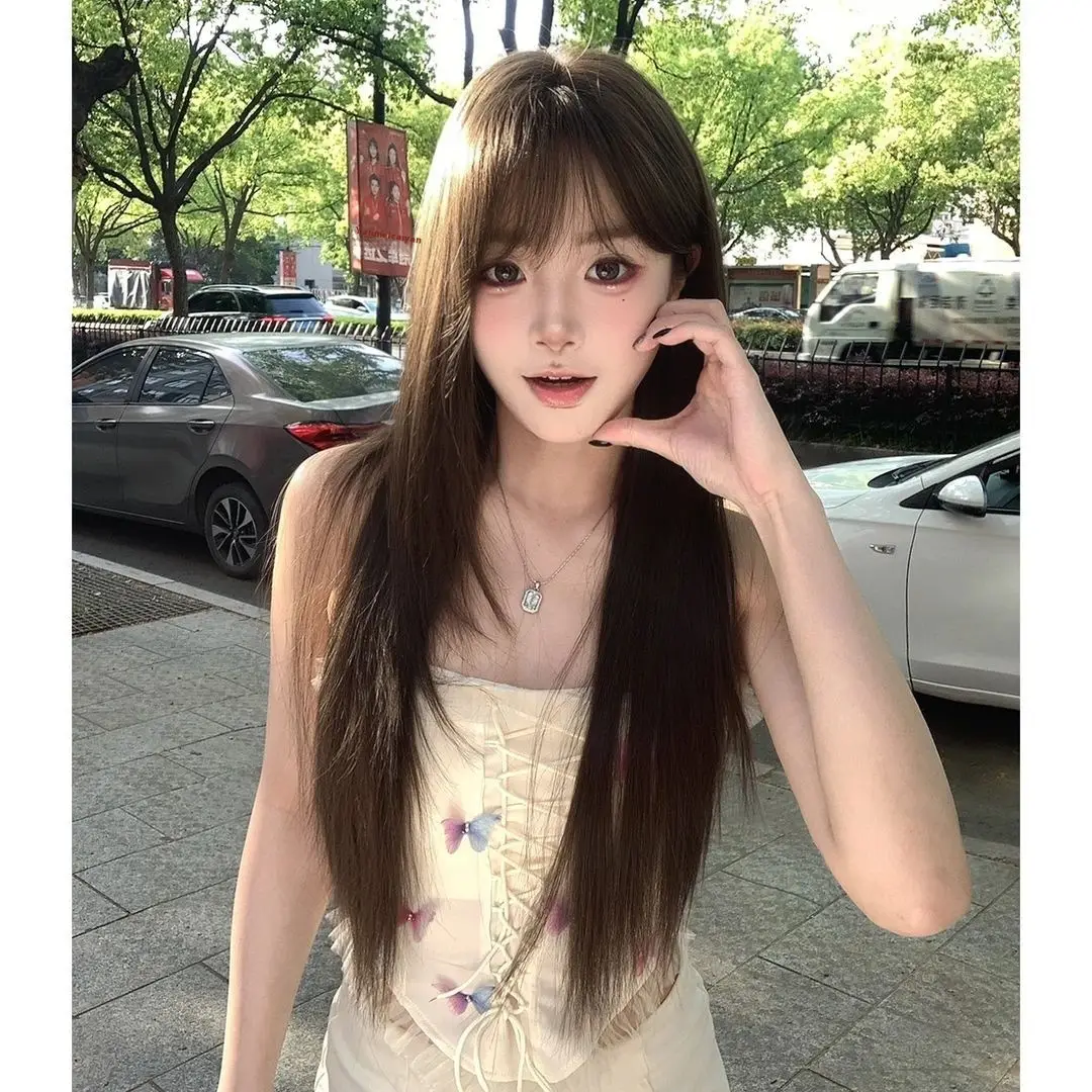 Wig High-level Black Tea Simulation Increase Hair Amount Natural Sweet Girl Hair Replacement