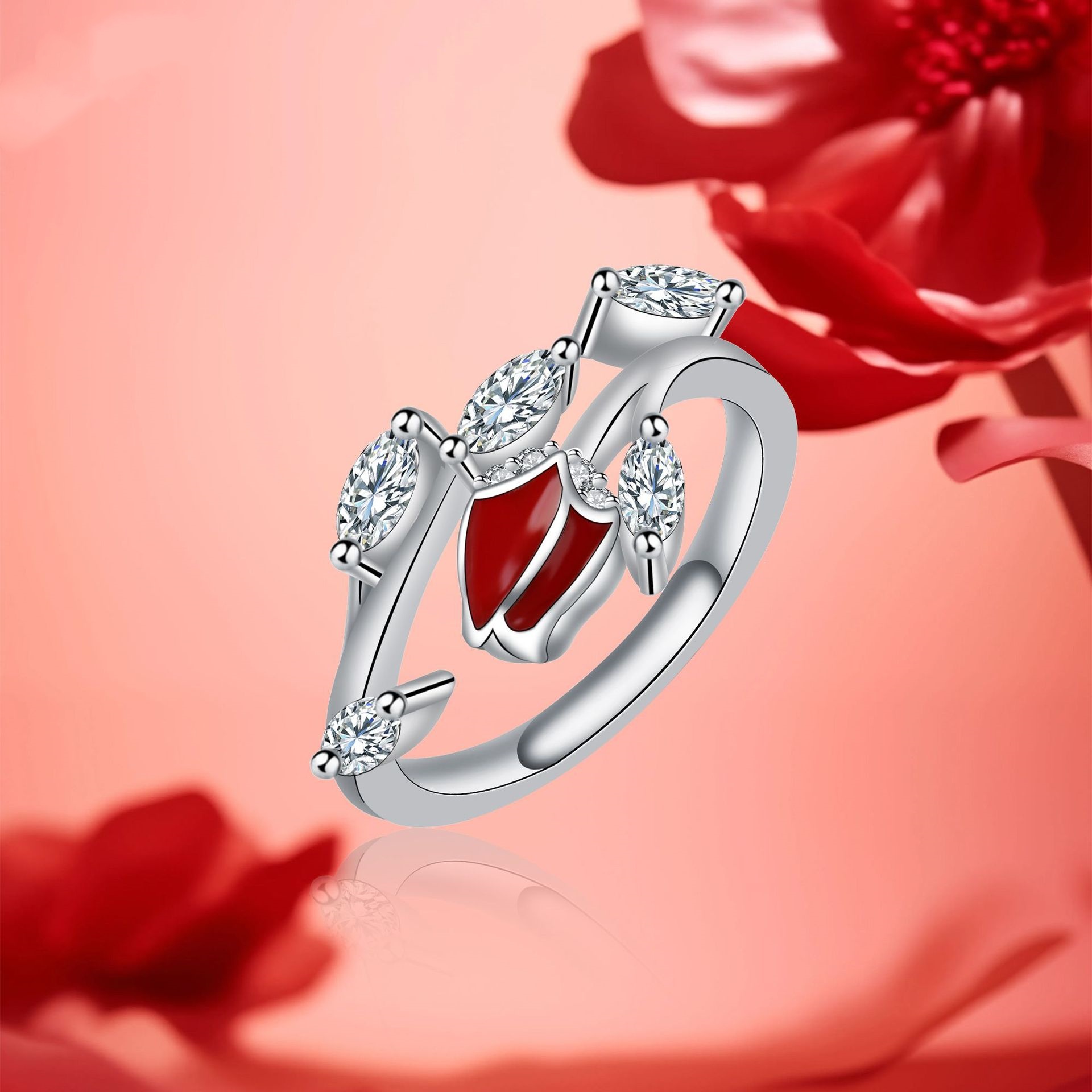 Fashion Rose Ring Adjustable Ring